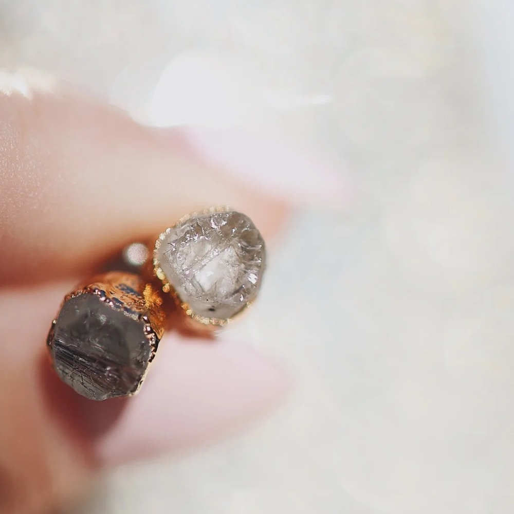 Gold Raw Stone Earrings